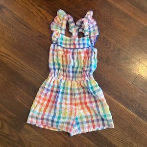 Joyful Rainbow Gingham Romper
